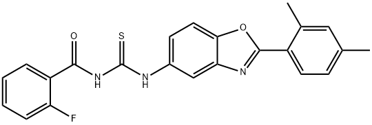 Benzamide, N-[[[2-(2,4-dimethylphenyl)-5-benzoxazolyl]amino]thioxomethyl]-2-fluoro- (9CI) Struktur