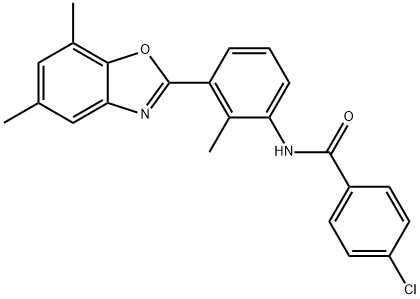 Benzamide, 4-chloro-N-[3-(5,7-dimethyl-2-benzoxazolyl)-2-methylphenyl]- (9CI) Struktur