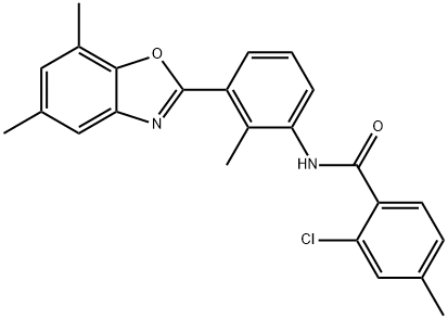 Benzamide, 2-chloro-N-[3-(5,7-dimethyl-2-benzoxazolyl)-2-methylphenyl]-4-methyl- (9CI) Struktur