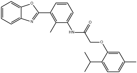 Acetamide, N-[3-(2-benzoxazolyl)-2-methylphenyl]-2-[5-methyl-2-(1-methylethyl)phenoxy]- (9CI) Struktur