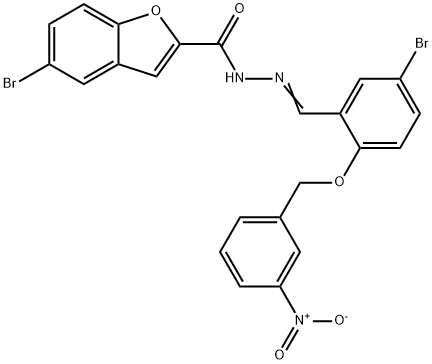 2-Benzofurancarboxylicacid,5-bromo-,[[5-bromo-2-[(3-nitrophenyl)methoxy]phenyl]methylene]hydrazide(9CI) Struktur