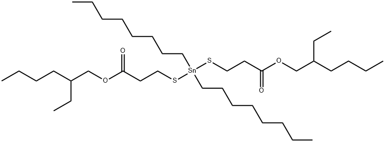 2-ethylhexyl 12-ethyl-5,5-dioctyl-9-oxo-10-oxa-4,6-dithia-5-stannahexadecanoate  Struktur