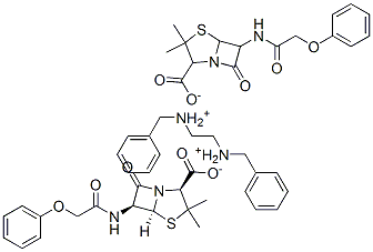 N,N'-dibenzylethylenediammonium [2S-(2alpha,5alpha,6beta)]-bis[3,3-dimethyl-7-oxo-6-[(phenoxyacetyl)amino]-4-thia-1-azabicyclo[3.2.0]heptane-2-carboxylate]  Struktur