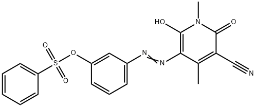 1,2-dihydro-6-hydroxy-1,4-dimethyl-2-oxo-5-[[3-[(phenylsulphonyl)oxy]phenyl]azo]nicotinonitrile Struktur