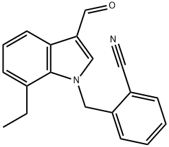 Benzonitrile, 2-[(7-ethyl-3-formyl-1H-indol-1-yl)methyl]- (9CI) Struktur