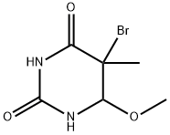 5-bromo-6-methoxy-5-methyl-dihydro-pyrimidine-2,4-dione Struktur