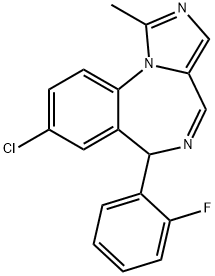 8-Chloro-6-(2-fluorophenyl)-1-methyl-6H-Imidazo[1,5-a][1,4]benzodiazepine Struktur