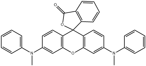 3',6'-Bis(N-methyl-N-phenylamino)spiro[isobenzofuran-1(3H),9'-[9H]xanthen]-3-one Struktur