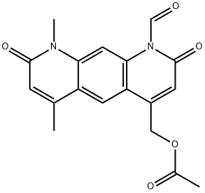 1-Formyl-1,2,8,9-tetrahydro-6,9-dimethyl-2,8-dioxopyrido[3,2-g]quinoline-4-ylmethyl=acetate Struktur