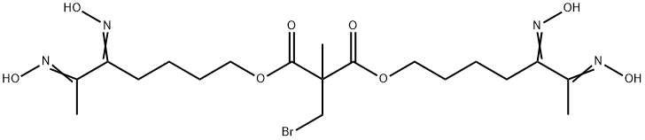 Bromomethyl(methyl)malonic acid bis[5,6-bis(hydroxyimino)heptyl] ester Struktur