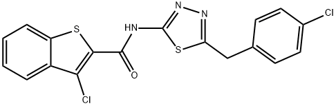 Benzo[b]thiophene-2-carboxamide, 3-chloro-N-[5-[(4-chlorophenyl)methyl]-1,3,4-thiadiazol-2-yl]- (9CI) Struktur