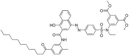 dimethyl 5-[ethyl[[4-[[4-hydroxy-3-[[[2-methyl-5-(1-oxododecyl)phenyl]amino]carbonyl]-1-naphthyl]azo]phenyl]sulphonyl]amino]isophthalate Struktur