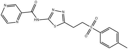 Pyrazinecarboxamide, N-[5-[2-[(4-methylphenyl)sulfonyl]ethyl]-1,3,4-thiadiazol-2-yl]- (9CI) Struktur