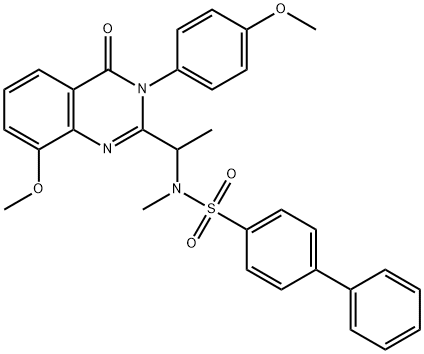 [1,1-Biphenyl]-4-sulfonamide,  N-[1-[3,4-dihydro-8-methoxy-3-(4-methoxyphenyl)-4-oxo-2-quinazolinyl]ethyl]-N-methyl- Struktur