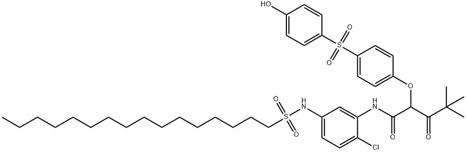 N-[2-chloro-5-[(hexadecylsulphonyl)amino]phenyl]-2-[4-[(4-hydroxyphenyl)sulphonyl]phenoxy]-4,4-dimethyl-3-oxovaleramide Struktur