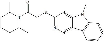 Piperidine, 2,6-dimethyl-1-[[(5-methyl-5H-1,2,4-triazino[5,6-b]indol-3-yl)thio]acetyl]- (9CI) Struktur