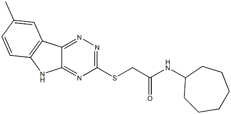 Acetamide, N-cycloheptyl-2-[(8-methyl-2H-1,2,4-triazino[5,6-b]indol-3-yl)thio]- (9CI) Struktur