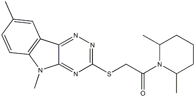 Piperidine, 1-[[(5,8-dimethyl-5H-1,2,4-triazino[5,6-b]indol-3-yl)thio]acetyl]-2,6-dimethyl- (9CI) Struktur