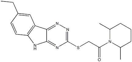 Piperidine, 1-[[(8-ethyl-2H-1,2,4-triazino[5,6-b]indol-3-yl)thio]acetyl]-2,6-dimethyl- (9CI) Struktur