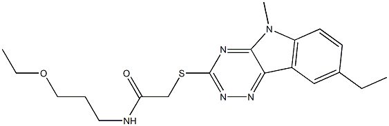 Acetamide, N-(3-ethoxypropyl)-2-[(8-ethyl-5-methyl-5H-1,2,4-triazino[5,6-b]indol-3-yl)thio]- (9CI) Struktur