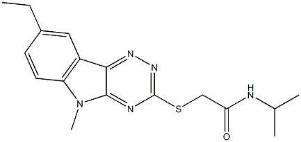 Acetamide, 2-[(8-ethyl-5-methyl-5H-1,2,4-triazino[5,6-b]indol-3-yl)thio]-N-(1-methylethyl)- (9CI) Struktur