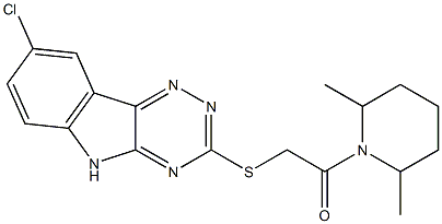 Piperidine, 1-[[(8-chloro-2H-1,2,4-triazino[5,6-b]indol-3-yl)thio]acetyl]-2,6-dimethyl- (9CI) Struktur