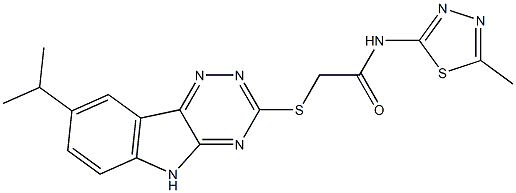 Acetamide, 2-[[8-(1-methylethyl)-2H-1,2,4-triazino[5,6-b]indol-3-yl]thio]-N-(5-methyl-1,3,4-thiadiazol-2-yl)- (9CI) Struktur