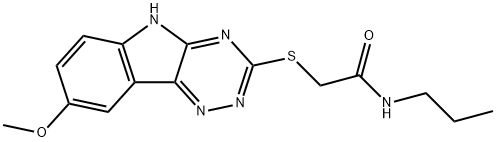 Acetamide, 2-[(8-methoxy-2H-1,2,4-triazino[5,6-b]indol-3-yl)thio]-N-propyl- (9CI) Struktur