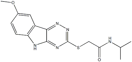 Acetamide, 2-[(8-methoxy-2H-1,2,4-triazino[5,6-b]indol-3-yl)thio]-N-(1-methylethyl)- (9CI) Struktur