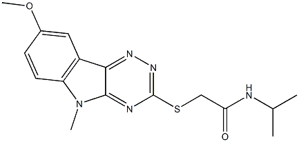 Acetamide, 2-[(8-methoxy-5-methyl-5H-1,2,4-triazino[5,6-b]indol-3-yl)thio]-N-(1-methylethyl)- (9CI) Struktur