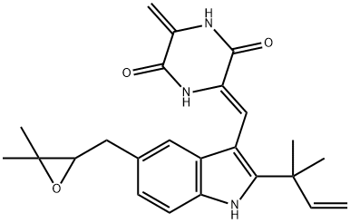 3-[(Z)-[5-[(3,3-Dimethyloxiranyl)methyl]-2-(1,1-dimethyl-2-propenyl)-1H-indol-3-yl]methylene]-6-methylene-2,5-piperazinedione Struktur