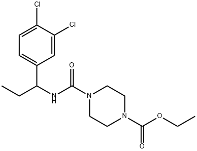 1-Piperazinecarboxylicacid,4-[[[1-(3,4-dichlorophenyl)propyl]amino]carbonyl]-,ethylester(9CI) Struktur