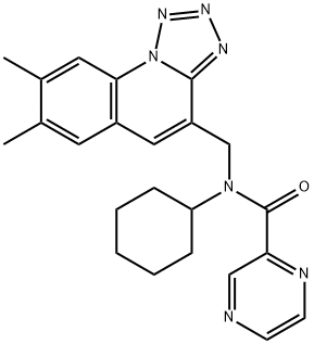 Pyrazinecarboxamide, N-cyclohexyl-N-[(7,8-dimethyltetrazolo[1,5-a]quinolin-4-yl)methyl]- (9CI) Struktur