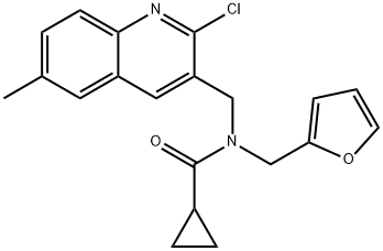 Cyclopropanecarboxamide, N-[(2-chloro-6-methyl-3-quinolinyl)methyl]-N-(2-furanylmethyl)- (9CI) Struktur