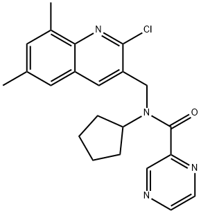 Pyrazinecarboxamide, N-[(2-chloro-6,8-dimethyl-3-quinolinyl)methyl]-N-cyclopentyl- (9CI) Struktur