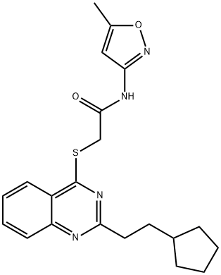 Acetamide, 2-[[2-(2-cyclopentylethyl)-4-quinazolinyl]thio]-N-(5-methyl-3-isoxazolyl)- (9CI) Struktur