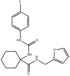 Cyclohexanecarboxamide, 1-[[[(4-fluorophenyl)amino]carbonyl]amino]-N-(2-furanylmethyl)- (9CI) Struktur