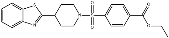 Benzoic acid, 4-[[4-(2-benzothiazolyl)-1-piperidinyl]sulfonyl]-, ethyl ester (9CI) Struktur