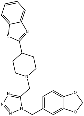 Benzothiazole, 2-[1-[[1-(1,3-benzodioxol-5-ylmethyl)-1H-tetrazol-5-yl]methyl]-4-piperidinyl]- (9CI) Struktur