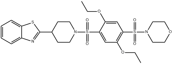 Morpholine, 4-[[4-[[4-(2-benzothiazolyl)-1-piperidinyl]sulfonyl]-2,5-diethoxyphenyl]sulfonyl]- (9CI) Struktur