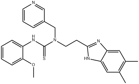 Thiourea, N-[2-(5,6-dimethyl-1H-benzimidazol-2-yl)ethyl]-N-(2-methoxyphenyl)-N-(3-pyridinylmethyl)- (9CI) Struktur