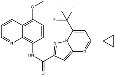 Pyrazolo[1,5-a]pyrimidine-2-carboxamide, 5-cyclopropyl-N-(5-methoxy-8-quinolinyl)-7-(trifluoromethyl)- (9CI) Struktur