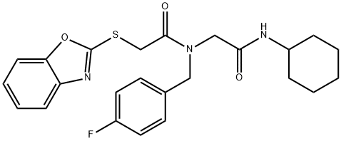 Acetamide, 2-(2-benzoxazolylthio)-N-[2-(cyclohexylamino)-2-oxoethyl]-N-[(4-fluorophenyl)methyl]- (9CI) Struktur