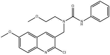 Urea, N-[(2-chloro-6-methoxy-3-quinolinyl)methyl]-N-(2-methoxyethyl)-N-phenyl- (9CI) Struktur