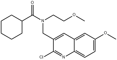 Cyclohexanecarboxamide, N-[(2-chloro-6-methoxy-3-quinolinyl)methyl]-N-(2-methoxyethyl)- (9CI) Struktur