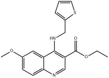 3-Quinolinecarboxylicacid,6-methoxy-4-[(2-thienylmethyl)amino]-,ethylester(9CI) Struktur