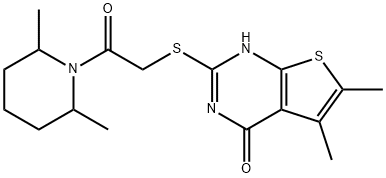 Piperidine, 1-[[(1,4-dihydro-5,6-dimethyl-4-oxothieno[2,3-d]pyrimidin-2-yl)thio]acetyl]-2,6-dimethyl- (9CI) Struktur