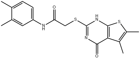 Acetamide, 2-[(1,4-dihydro-5,6-dimethyl-4-oxothieno[2,3-d]pyrimidin-2-yl)thio]-N-(3,4-dimethylphenyl)- (9CI) Struktur