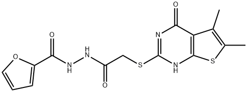 2-Furancarboxylic acid, 2-[[(1,4-dihydro-5,6-dimethyl-4-oxothieno[2,3-d]pyrimidin-2-yl)thio]acetyl]hydrazide (9CI) Struktur