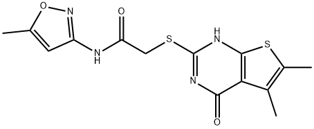 Acetamide, 2-[(1,4-dihydro-5,6-dimethyl-4-oxothieno[2,3-d]pyrimidin-2-yl)thio]-N-(5-methyl-3-isoxazolyl)- (9CI) Struktur